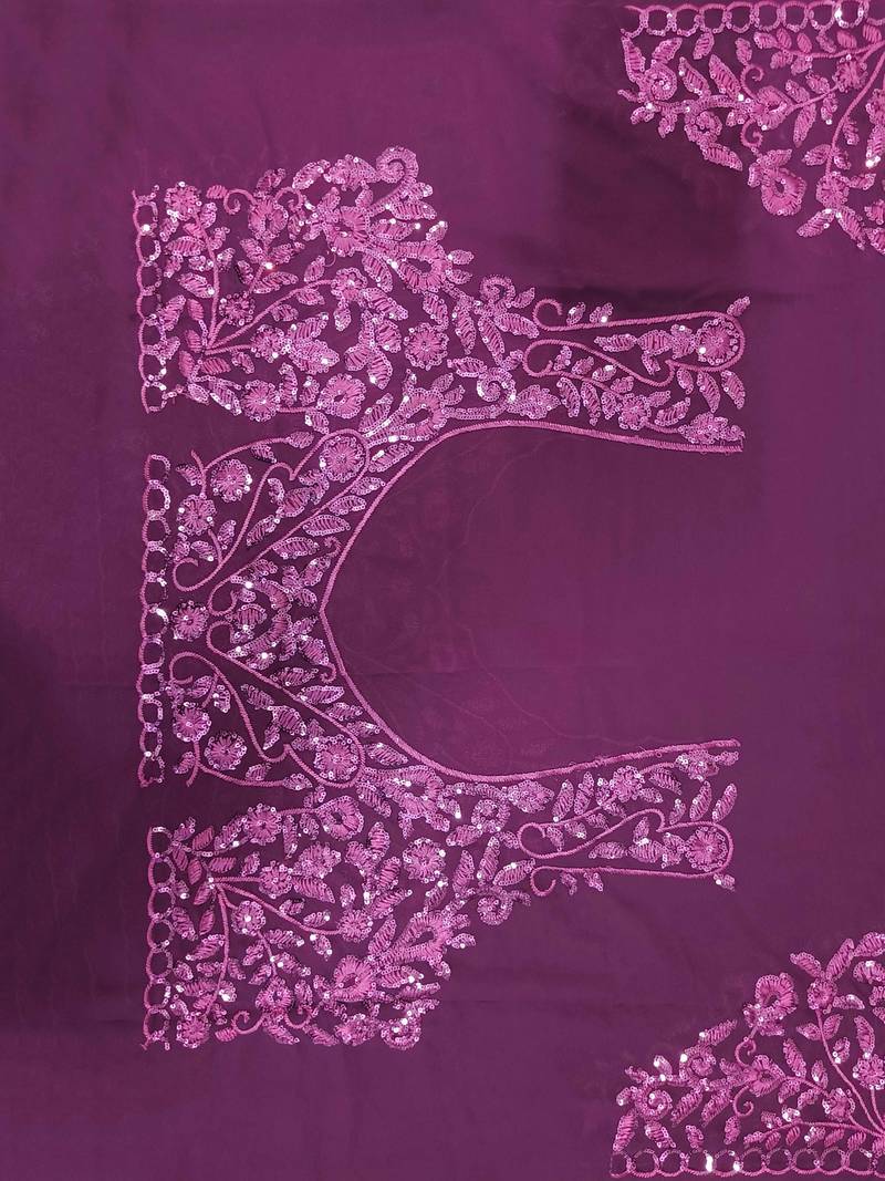 Plum Purple Georgette Sequin Embroidered Lehenga Choli Set