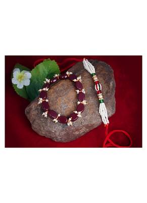 Handmade rakhi for brother, combo couple pair rakhi set for bhaiya pearl moon light bracelet 3
