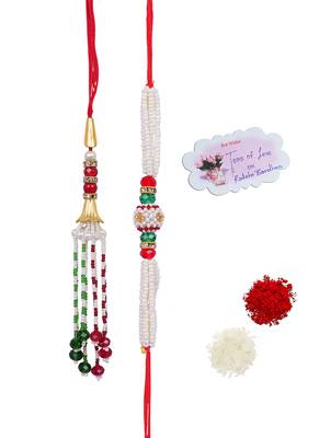Handmade rakhi combo fancy couple pair set modern rakhi bracelet with roli chawal raksha bandhan and hand written card 1