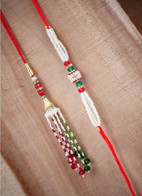 Handmade rakhi combo fancy couple pair set modern rakhi bracelet with roli chawal raksha bandhan and hand written card 2