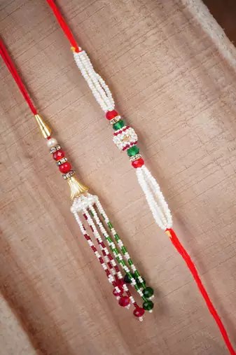 Handmade rakhi combo fancy couple pair set modern rakhi bracelet with roli chawal raksha bandhan and hand written card