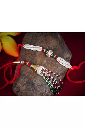 Handmade rakhi combo fancy couple pair set modern rakhi bracelet with roli chawal raksha bandhan and hand written card