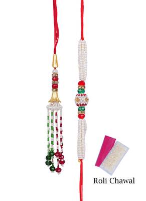 Handmade rakhi combo fancy couple pair set modern rakhi bracelet with roli chawal raksha bandhan and hand written card 4