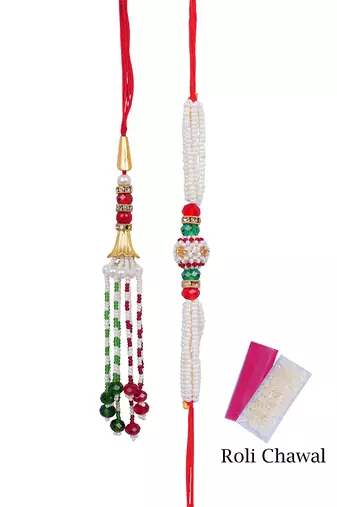 Handmade rakhi combo fancy couple pair set modern rakhi bracelet with roli chawal raksha bandhan and hand written card