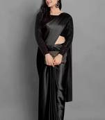 BOLLYWOOD STYLE DESIGNER SATIN SILK SAREE PARTY WEAR SAREE EXCLUSIVE SAREE WITH SEQUENCE WORK BLOUSE (UNSTITCHED)