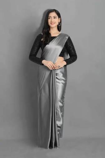 BOLLYWOOD STYLE DESIGNER SATIN SILK SAREE PARTY WEAR SAREE EXCLUSIVE SAREE WITH SEQUENCE WORK BLOUSE