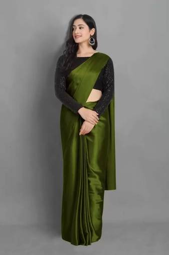 BOLLYWOOD STYLE DESIGNER SATIN SILK SAREE PARTY WEAR SAREE EXCLUSIVE SAREE WITH SEQUENCE WORK BLOUSE