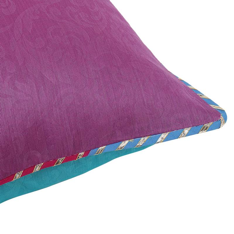 Purple Turquoise Self Texture Reversible Cushion Cover (Set of 2pcs)