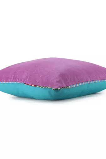Purple Turquoise Self Texture Reversible Cushion Cover (Set of 2pcs)