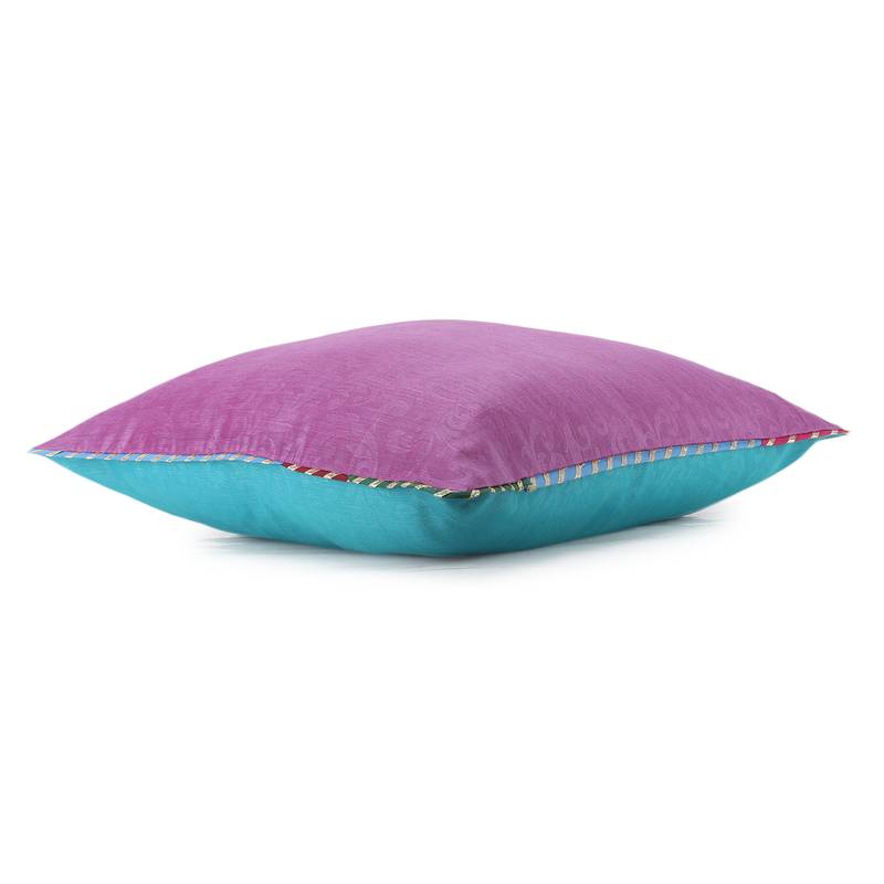 Purple Turquoise Self Texture Reversible Cushion Cover (Set of 2pcs)