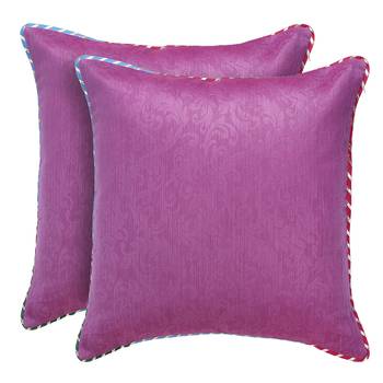 Purple Turquoise Self Texture Reversible Cushion Cover (Set of 2pcs) 5