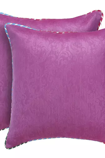 Purple Turquoise Self Texture Reversible Cushion Cover (Set of 2pcs)