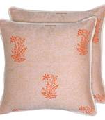 Ivory orange Block Printed Reversible Cushion Cover (Set of 2pcs)