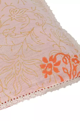 Ivory orange Block Printed Reversible Cushion Cover (Set of 2pcs)