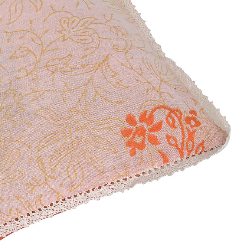 Ivory orange Block Printed Reversible Cushion Cover (Set of 2pcs)