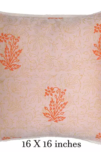 Ivory orange Block Printed Reversible Cushion Cover (Set of 2pcs)