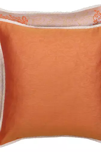 Ivory orange Block Printed Reversible Cushion Cover (Set of 2pcs)