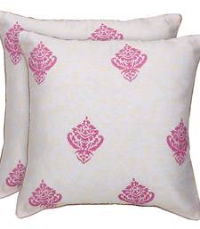 Ivory Pink Block Printed Reversible Cushion Cover (Set of 2pcs)