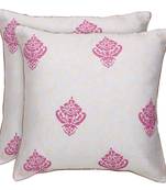 Ivory Pink Block Printed Reversible Cushion Cover (Set of 2pcs)