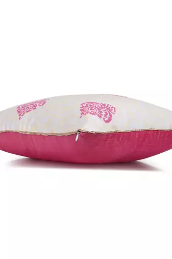 Ivory Pink Block Printed Reversible Cushion Cover (Set of 2pcs)