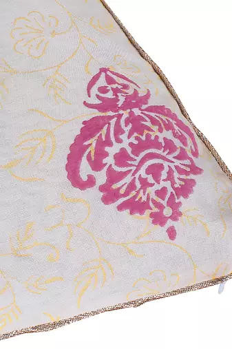Ivory Pink Block Printed Reversible Cushion Cover (Set of 2pcs)
