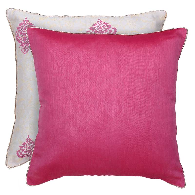 Ivory Pink Block Printed Reversible Cushion Cover (Set of 2pcs)