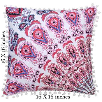 Mandala Print Blue and Pink Cushion Cover (Set of 2pcs) 4