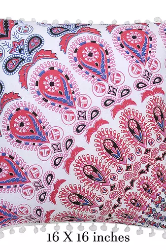 Mandala Print Blue and Pink Cushion Cover (Set of 2pcs)