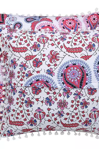 Mandala Print Blue and Pink Cushion Cover (Set of 2pcs)