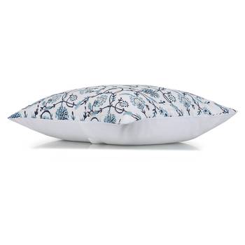 White Blue Cotton Block Print Cushion Cover (Set of 2pcs) 3