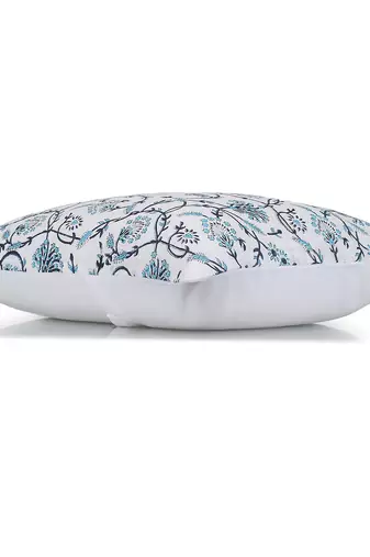 White Blue Cotton Block Print Cushion Cover (Set of 2pcs)