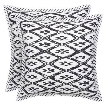 Black and white Block Printed Cushion Cover (Set of 2pcs) 1