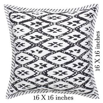 Black and white Block Printed Cushion Cover (Set of 2pcs) 4