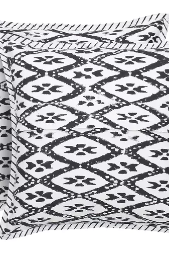 Black and white Block Printed Cushion Cover (Set of 2pcs)