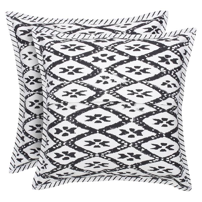 Black and white Block Printed Cushion Cover (Set of 2pcs)