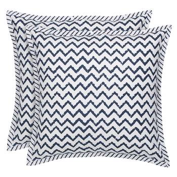 Navy blue on ivory Block Print Cushion Cover (Set of 2 pcs) 1