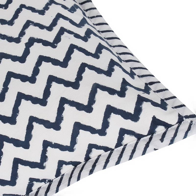 Navy blue on ivory Block Print Cushion Cover (Set of 2 pcs)