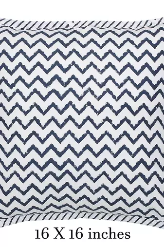 Navy blue on ivory Block Print Cushion Cover (Set of 2 pcs)