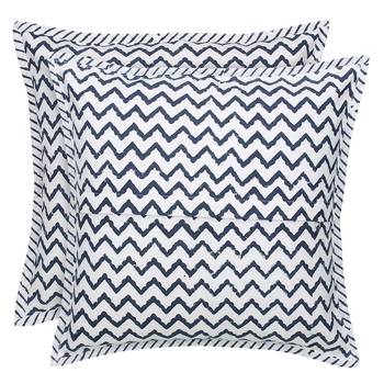 Navy blue on ivory Block Print Cushion Cover (Set of 2 pcs) 5