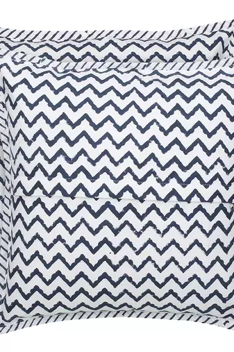 Navy blue on ivory Block Print Cushion Cover (Set of 2 pcs)