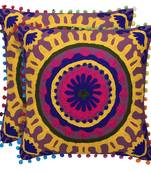 Purple Multi Aari Embroidered Cushion Cover (Set of 2pcs)