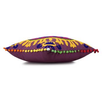 Purple Multi Aari Embroidered Cushion Cover (Set of 2pcs) 3