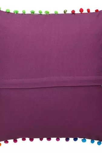 Purple Multi Aari Embroidered Cushion Cover (Set of 2pcs)