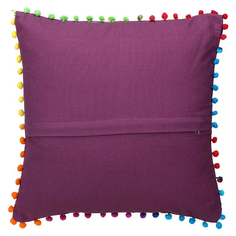 Purple Multi Aari Embroidered Cushion Cover (Set of 2pcs)