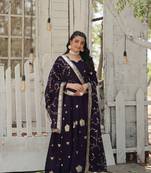 Purple Sequence Embroidered Shimmer Anarkali Suit Set
