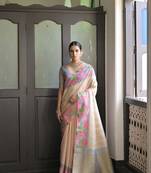 Grey Soft Silk Zari Weaving Saree Festive Wear
