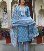 Premium quality rayon printed kurti with adda hand  lace work with printed pant with full sized printed dupatta