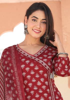 Premium quality rayon printed kurti with adda hand  lace work with printed pant with full sized printed dupatta 4