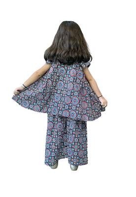Aglare girls's cotton ajarakh ,palazzo set sets for girls suite,girls suit salwar,palazzo set blue 2