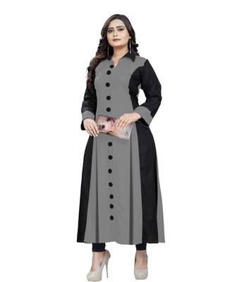 Traditioanl Rayon Anarkali Grey Kurti 1
